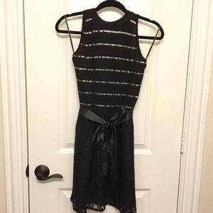DEPT Black High-Neck Lace & Sequin Dress